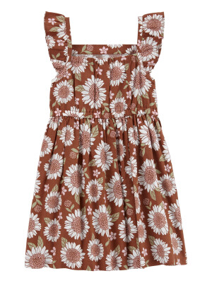 Rochie din in cu flori