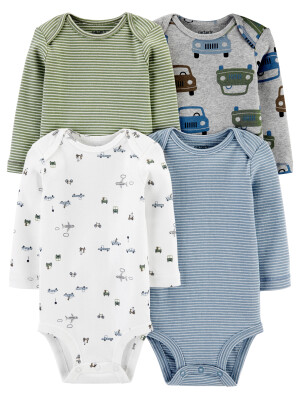 Carter's Set 4 piese bebe body Masini