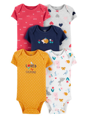 Carter's Set 5 piese bebe body  animale si inimioare