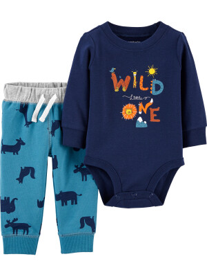 Carter's Set 2 piese body si pantaloni Animale 