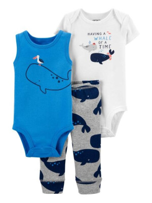 Carter's Set 3 piese pantaloni si 2 body Balena  