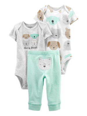 Carter's Set 3 piese pantaloni si 2 body Animale