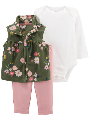 Carter's Set 3 piese vesta body si pantaloni Flori 