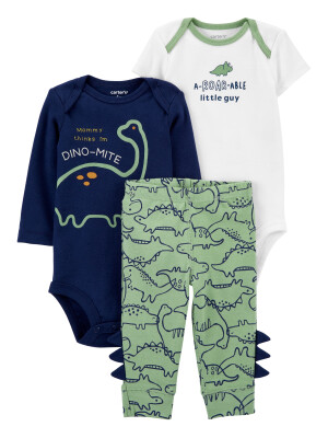 Carter's Set 3 piese pantaloni si 2 body Dinozaur 