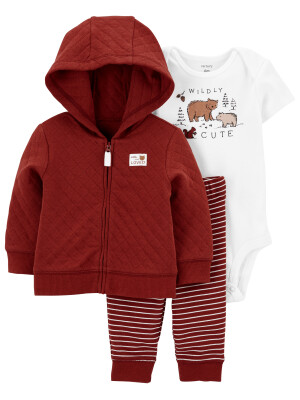 Carter's Set 3 piese hanorac pantaloni si body Animale