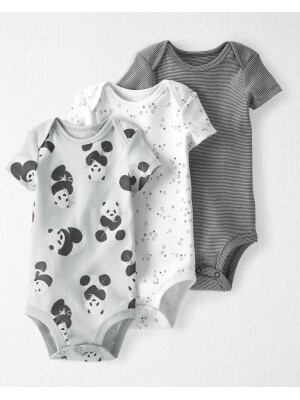 Set 3 piese body 100% bumbac organic Panda