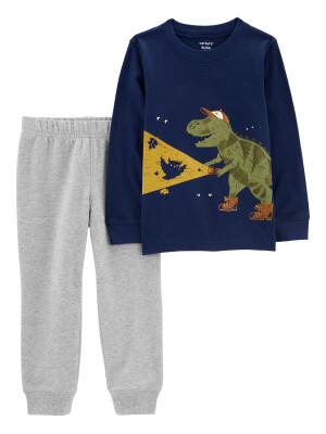 Carter's Set 2 piese bluza, pantaloni dinozauri