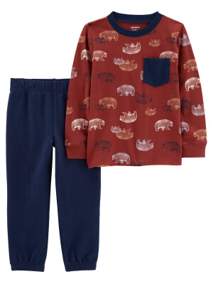 Carter's Set 2 piese bluza, pantaloni urs
