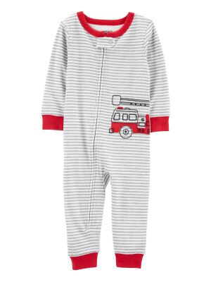 Pijama cu dungi si masina pompieri