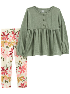 Carter's Set 2 piese bluza, pantaloni verde