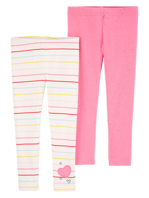 Carter’s Set 2 pantaloni cu dungi colorate si roz cu sclipici