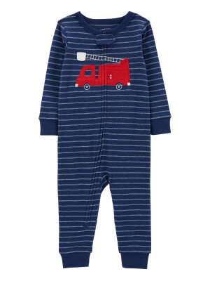 Pijama bleumarin cu dungi masina de pompieri