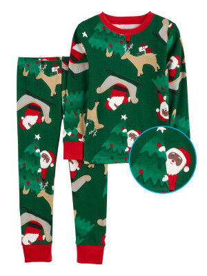 Pijama 2 piese verde Mos Craciun