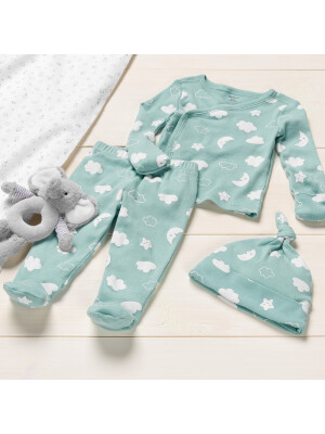 Carter's Set 3 piese bebe pantaloni top si caciulita Norisori 