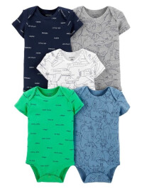 Carter’s Set 5 body bebelus slogan, animalute, avioane