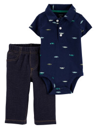 Carter's Set 2 piese pantaloni si body tip polo 