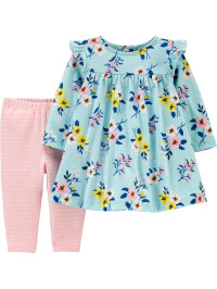 Carter's Set 2 Piese rochie si colanți Flori