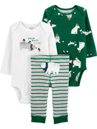 Carter's Set 3 Piese bebelus 2 body si pantaloni Urs polar
