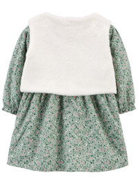 Carter's Set 3 piese rochita vesta si ciorapei Flori 