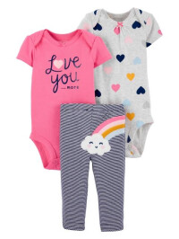Carter's Set 3 piese pantaloni si doua body Curcubeu