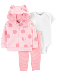Carter’s Set 3 piese hanorac, body si pantaloni Ursulet roz