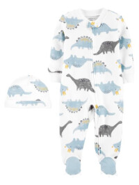 Carter's Set 2 piese pijama si caciulita Dinozauri 