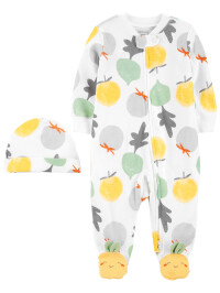 Carter's Set 2 piese pijama si caciulita Legume 