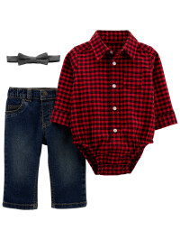 Carter's Set 3 piese papion pantaloni si body tip camasa 
