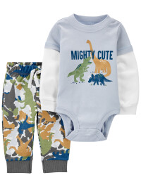 Carter's Set 2 piese body si pantaloni Dinozauri