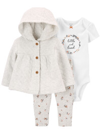 Carter's Set 3 piese cardigan body si pantaloni Flori 