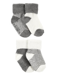 Set 4 perechi sosete flausate alb gri
