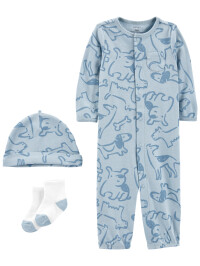Carter's Set 3 piese pijama convertibila caciulita si sosete albastru