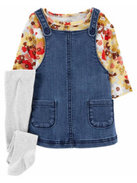 Carter's Set 3 piese rochita, bluza si ciorapei denim