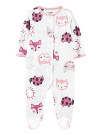 Pijama alb cu roz animalute