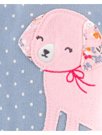 Pijama bleu cu catel roz