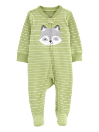 Pijama verde cu dungi si animalute