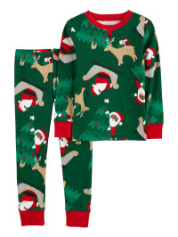 Pijama 2 piese verde Mos Craciun