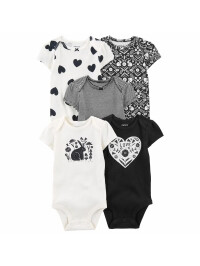 Set 5 piese body alb cu negru