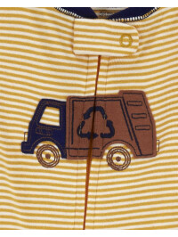 Pijama cu dungi si camion cu picioruse