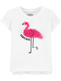 Oshkosh Tricou alb cu flamingo si aplicatii
