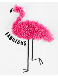 Oshkosh Tricou alb cu flamingo si aplicatii