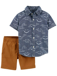 Carter's Set 2 piese camasa si pantaloni Dinozauri