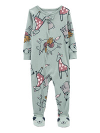 Pijama verde unicorni cu picioruse