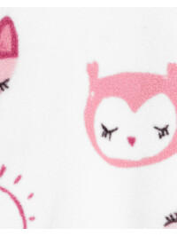 Carter's Pijama cu fermoar alb cu animalute roz