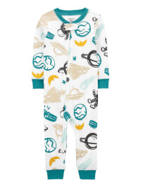 Pijama alb cu nava spatiala