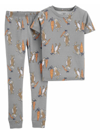 Pijama 2 piese gri cu iepuras