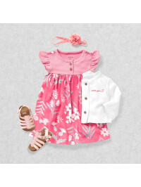Carter's Set 2 piese rochita si cardigan Flori